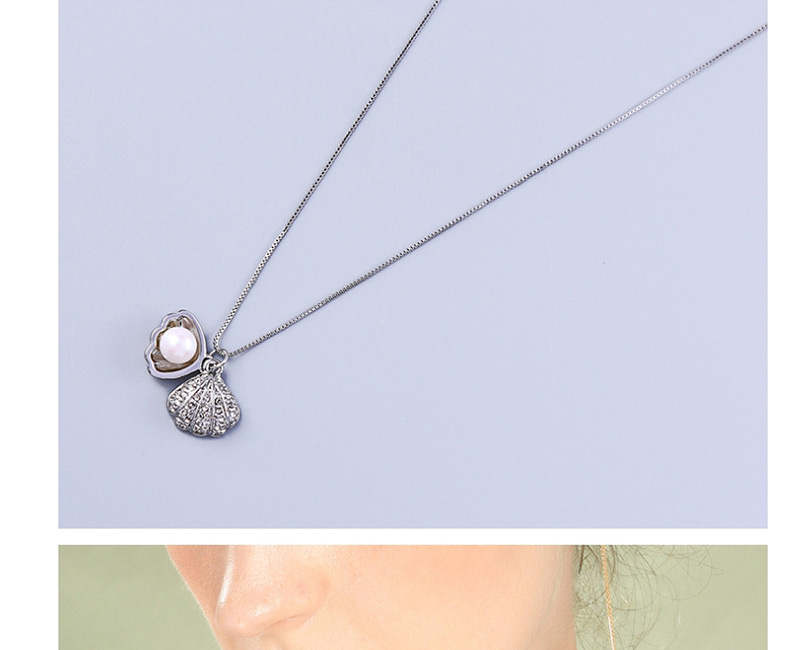 Fashion Silver Alloy Pearl Shell Necklace,Pendants