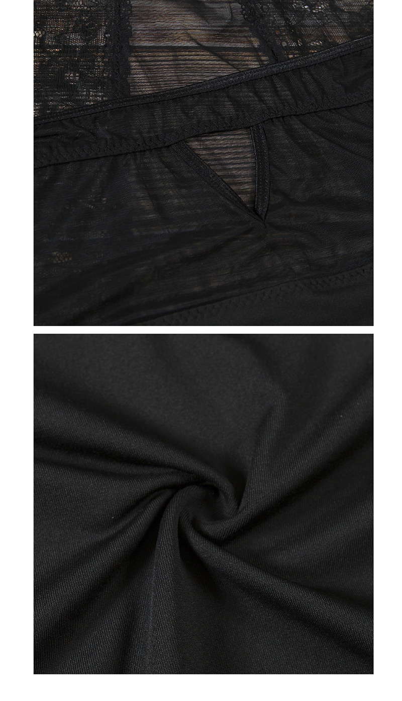 Fashion Black Mesh Yarn Strip Stitching Strap Fun Coverall,SLEEPWEAR & UNDERWEAR