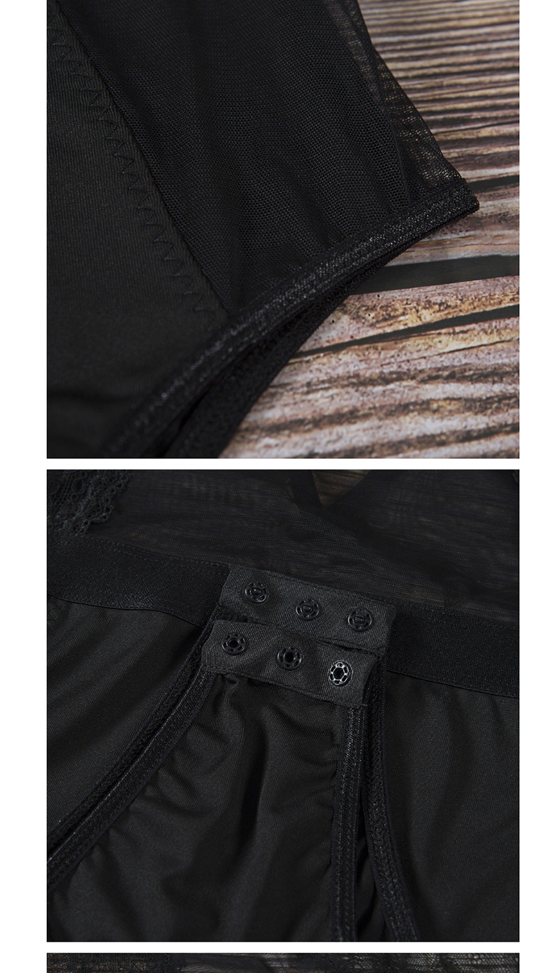Fashion Black Mesh Yarn Strip Stitching Strap Fun Coverall,SLEEPWEAR & UNDERWEAR