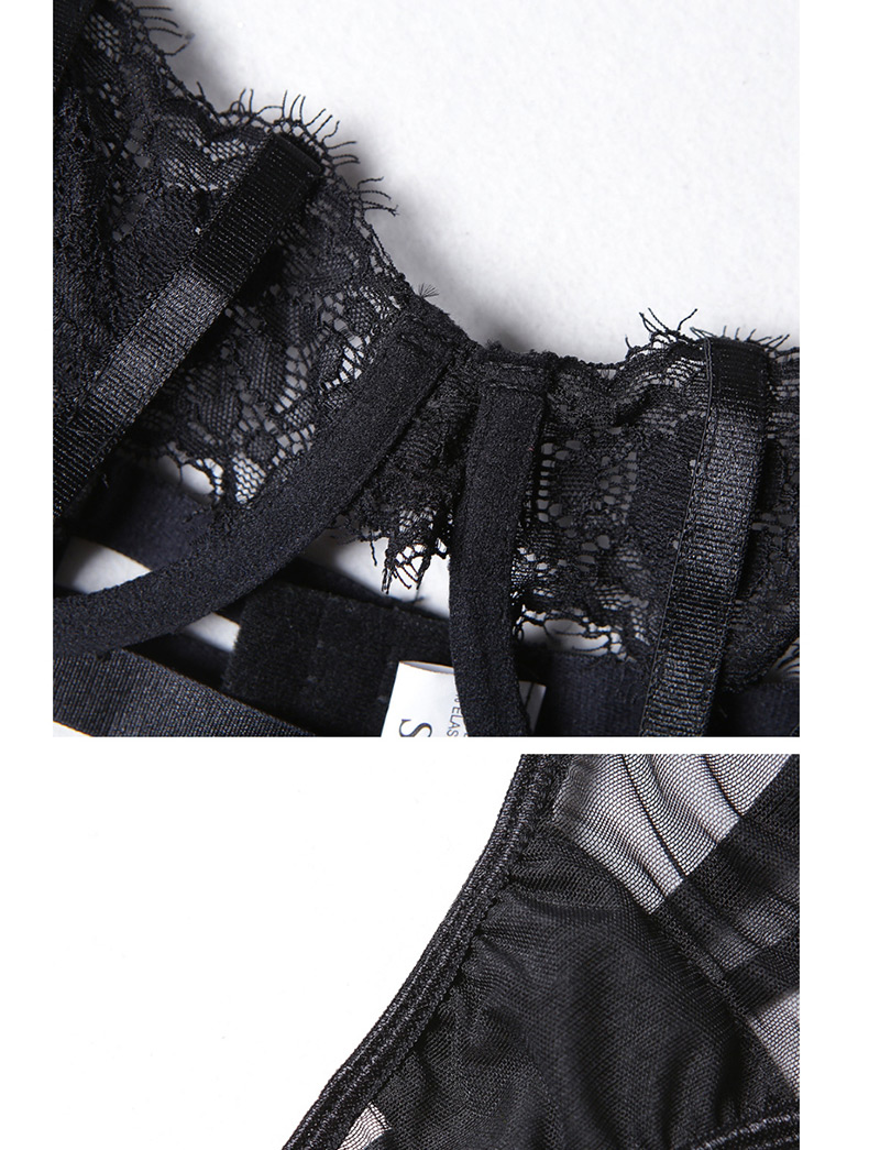 Fashion Black Lace Stitching Fun Piece Suit,SLEEPWEAR & UNDERWEAR