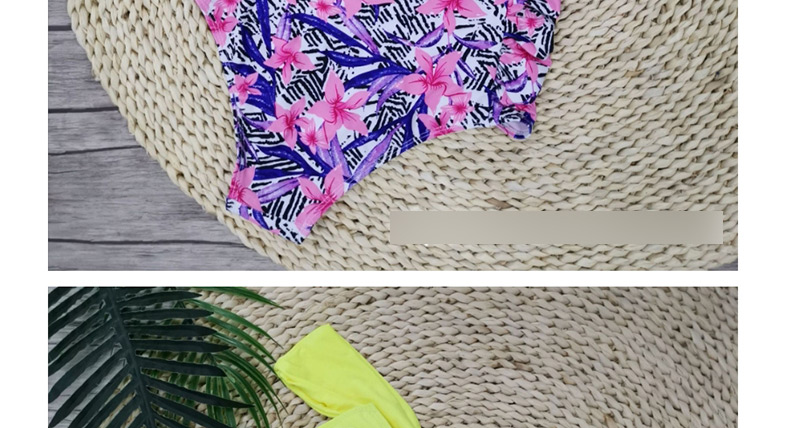 Fashion Yellow + Floral One-shoulder Printed Floral High-waist Bikini,Bikini Sets