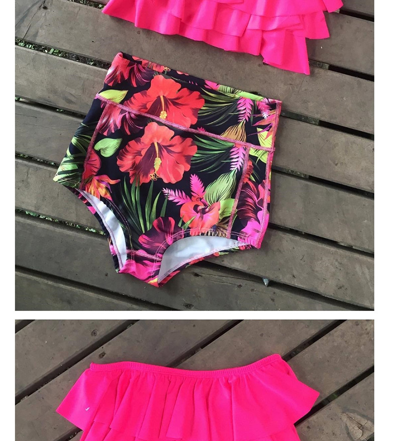Fashion Powdered Powder Pants High Waist Multi-layer Ruffled Printed Bikini,Bikini Sets