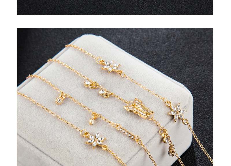 Fashion Gold Alloy Chain With Diamond Butterfly Flower Bracelet Set Of 4,Fashion Bracelets