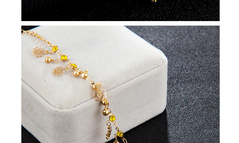 Fashion Gold Alloy Diamond-studded Openwork Flower Tassel Anklet,Fashion Anklets