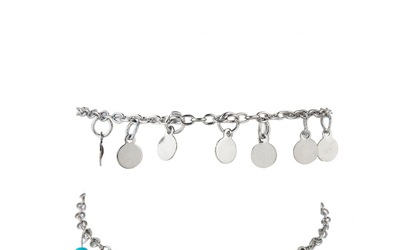 Fashion Silver Geometric Alloy Chain Rice Beads Round Multi-layered Anklet,Beaded Bracelet