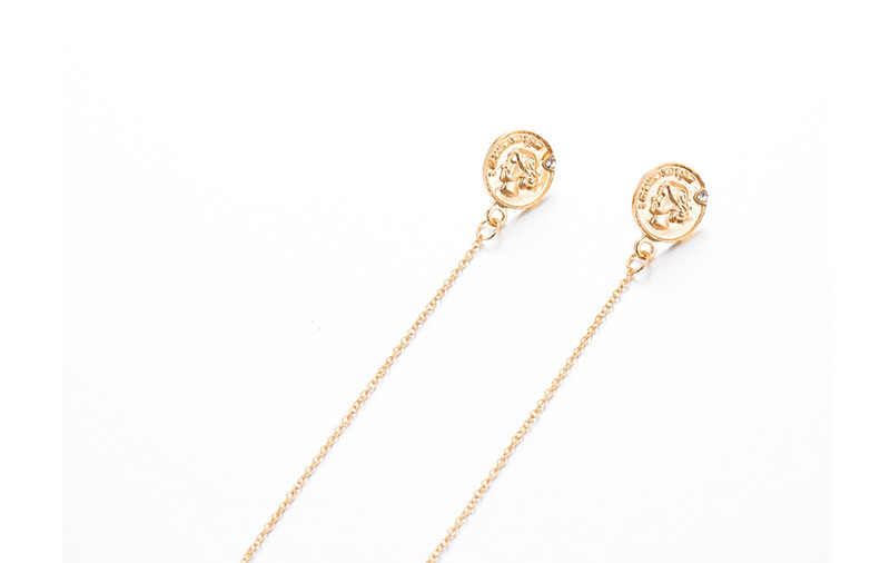 Fashion Gold Beauty Head Alloy Chain U-shaped Earrings,Drop Earrings