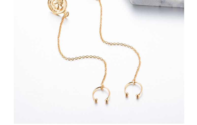 Fashion Gold Beauty Head Alloy Chain U-shaped Earrings,Drop Earrings