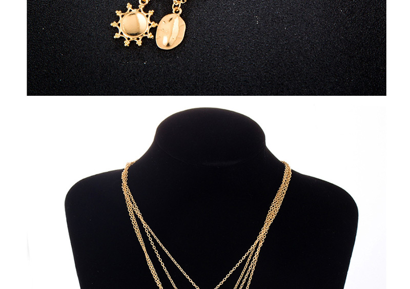 Fashion Gold Alloy Geometry Round Pearl Multi-layer Necklace,Multi Strand Necklaces