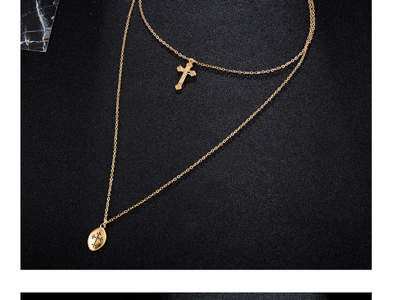 Fashion Gold Alloy Geometry Drops Cross Multilayer Necklace,Multi Strand Necklaces