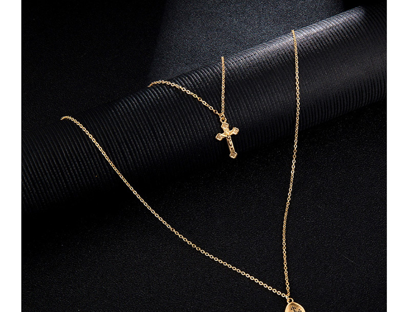 Fashion Gold Alloy Geometry Drops Cross Multilayer Necklace,Multi Strand Necklaces