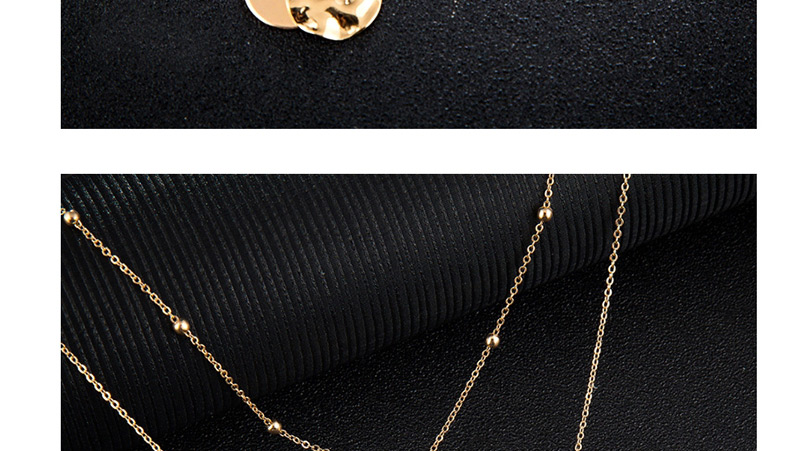 Fashion Gold Geometric Alloy Irregular Smooth Round Multi-layer Necklace,Multi Strand Necklaces