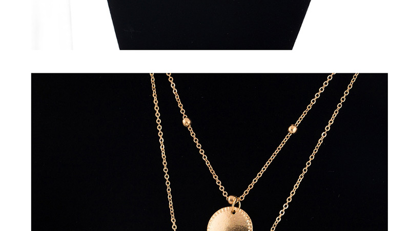 Fashion Gold Geometric Alloy Irregular Smooth Round Multi-layer Necklace,Multi Strand Necklaces