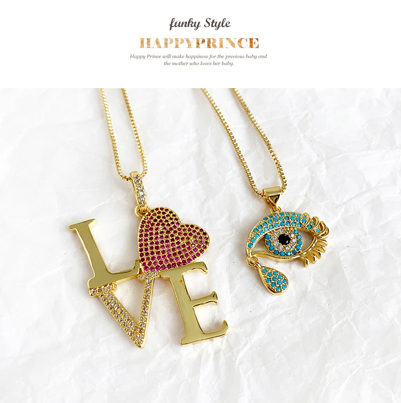 Fashion Gold Copper Inlaid Zircon Love Letter Love Necklace,Necklaces