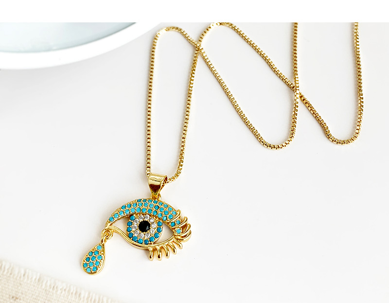 Fashion Gold Copper Inlay Zircon Eye Necklace,Necklaces