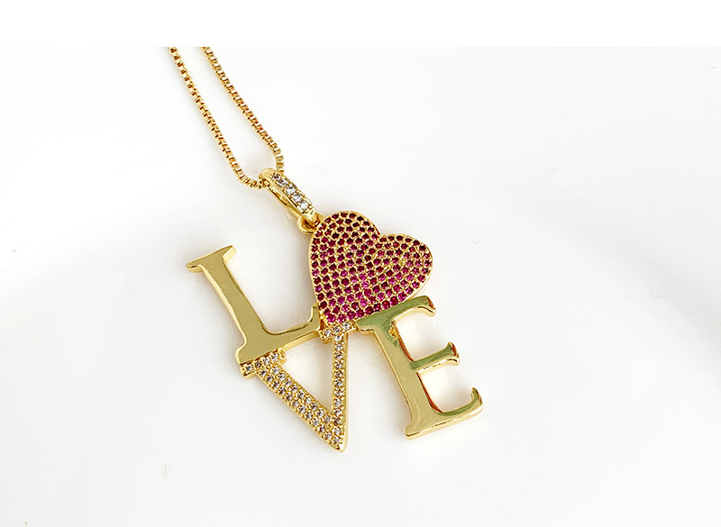 Fashion Gold Copper Inlaid Zircon Love Letter Love Necklace,Necklaces