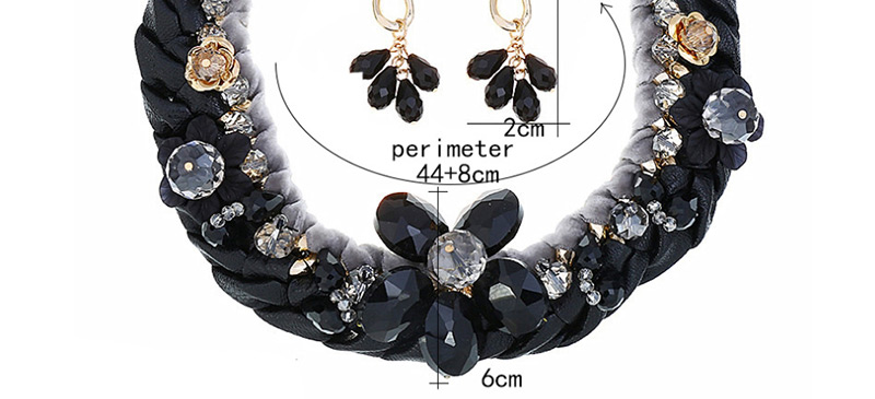Fashion Black Woven Diamond Necklace Earring Set,Jewelry Sets
