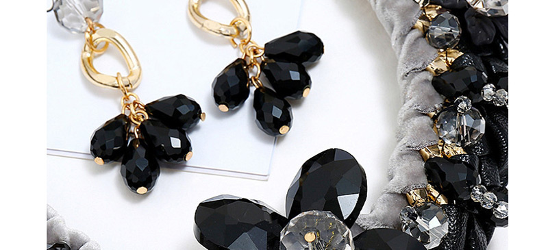 Fashion Black Woven Diamond Necklace Earring Set,Jewelry Sets
