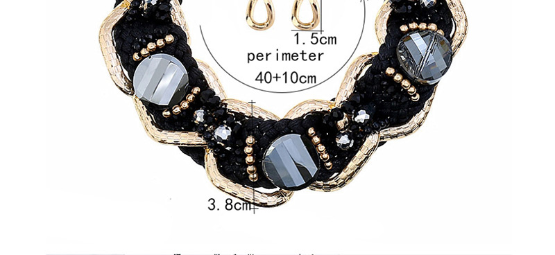 Fashion Black Woven Diamond Flower Necklace Earring Set,Jewelry Sets