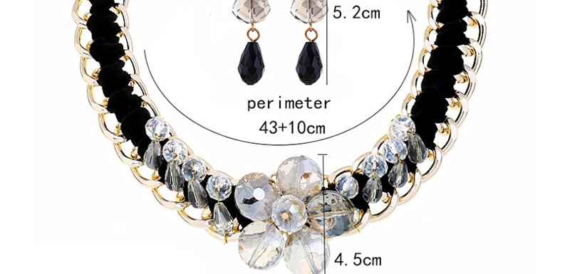 Fashion Black Woven Resin Flower Necklace Earrings Set,Jewelry Sets