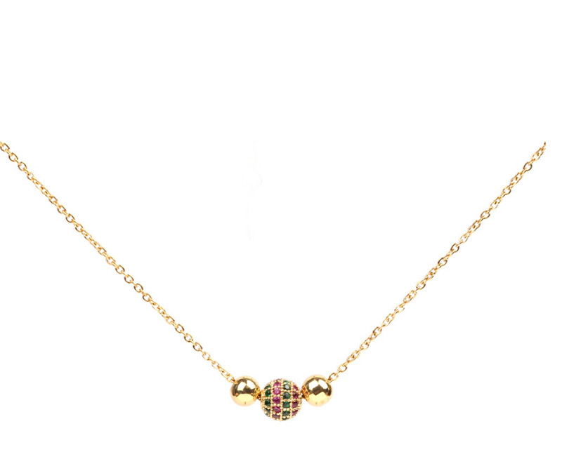 Fashion Ne0185-a Micro-inlaid Colored Diamond Ball Necklace,Necklaces