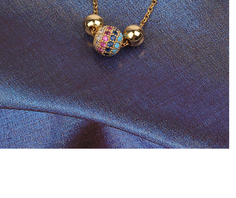 Fashion Ne0185-b Micro-inlaid Colored Diamond Ball Necklace,Necklaces