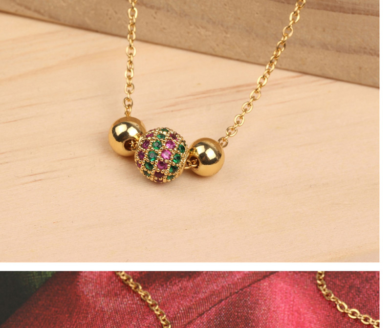Fashion Ne0185-a Micro-inlaid Colored Diamond Ball Necklace,Necklaces