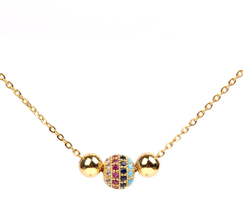 Fashion Ne0185-b Micro-inlaid Colored Diamond Ball Necklace,Necklaces