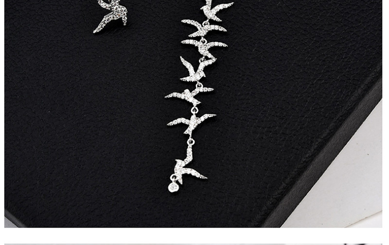 Fashion Silver Zircon Swallow Integrated Earrings,Earrings