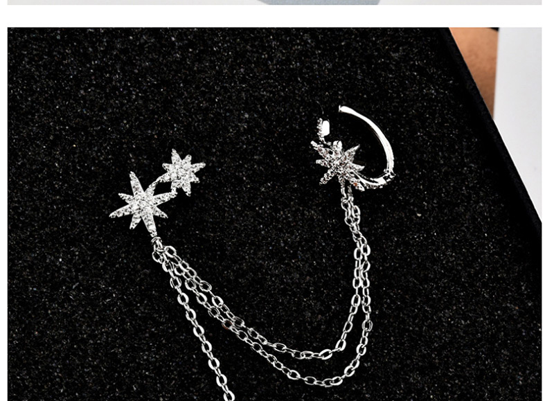 Fashion Silver  Silver Needle Rice Word Meteor Tassel One-piece Earrings,Earrings