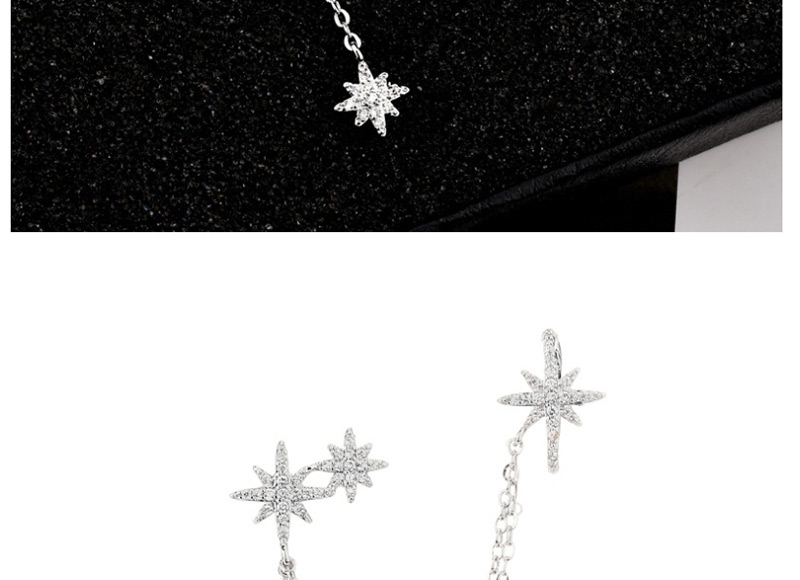 Fashion Silver  Silver Needle Rice Word Meteor Tassel One-piece Earrings,Earrings