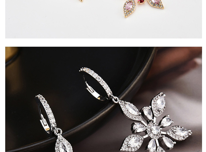 Fashion White  Silver Needle Zircon Snowflake Ice Crystal Earrings,Earrings