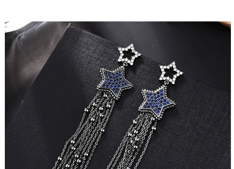 Fashion Silver  Silver Pin Star Tassel Earrings,Earrings