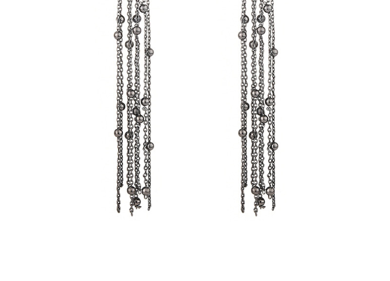 Fashion Silver  Silver Pin Star Tassel Earrings,Earrings