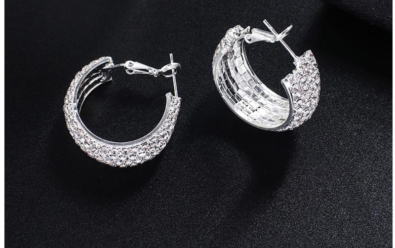Fashion Silver Claw Chain Multi-row Diamond Earrings,Hoop Earrings
