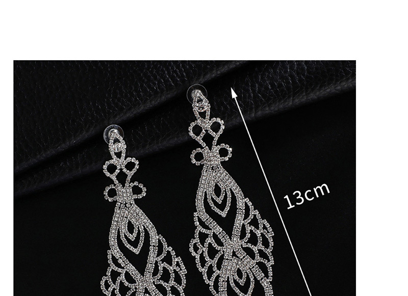 Fashion Gold + White Diamond Claw Chain Full Of Diamond Earrings,Drop Earrings