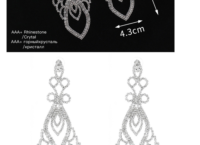 Fashion Gold + White Diamond Claw Chain Full Of Diamond Earrings,Drop Earrings