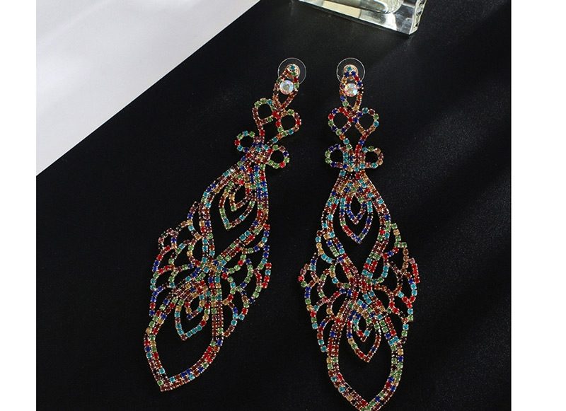 Fashion Gold + Diamond Claw Chain Full Of Diamond Earrings,Drop Earrings