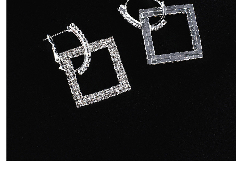 Fashion Silver + Color Diamond  Silver Studded Diamond Star Earrings,Drop Earrings
