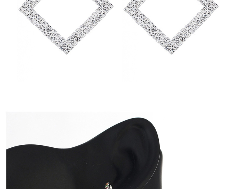 Fashion Silver + White Diamond  Silver Studded Diamond Star Earrings,Drop Earrings