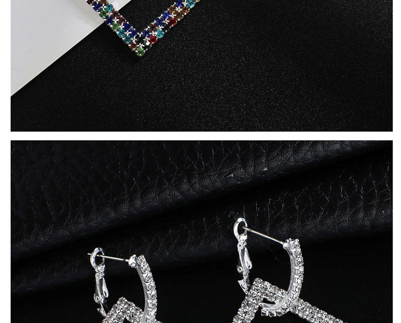 Fashion Gold + Diamond  Silver Studded Diamond Star Earrings,Drop Earrings