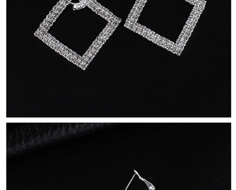 Fashion Gold + White Diamond  Silver Studded Diamond Star Earrings,Drop Earrings