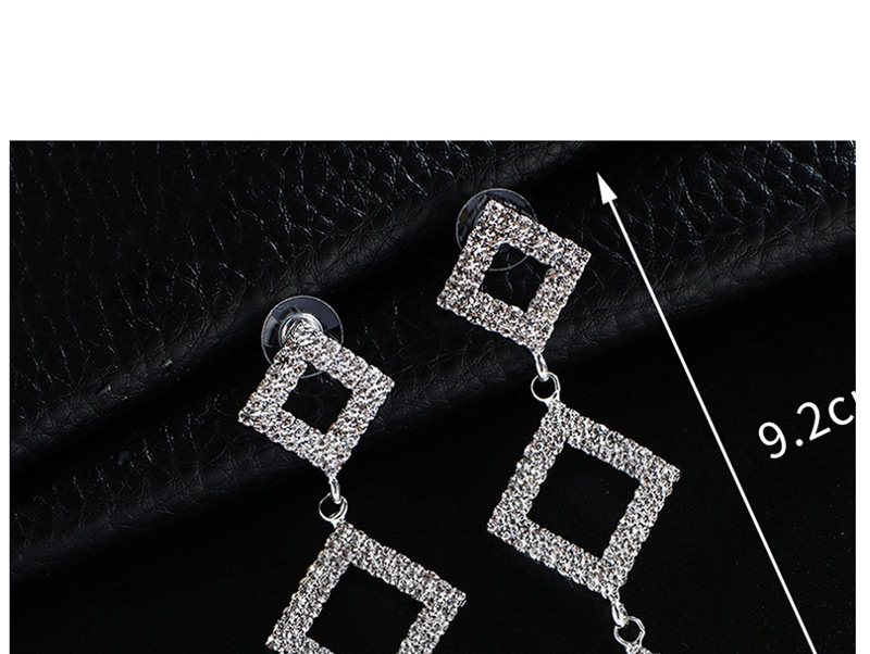 Fashion Gold + White Diamond Diamond Combination Diamond Claw Chain Earrings,Drop Earrings