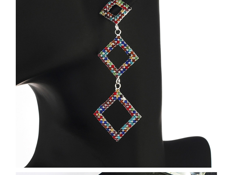Fashion Gold + White Diamond Diamond Combination Diamond Claw Chain Earrings,Drop Earrings