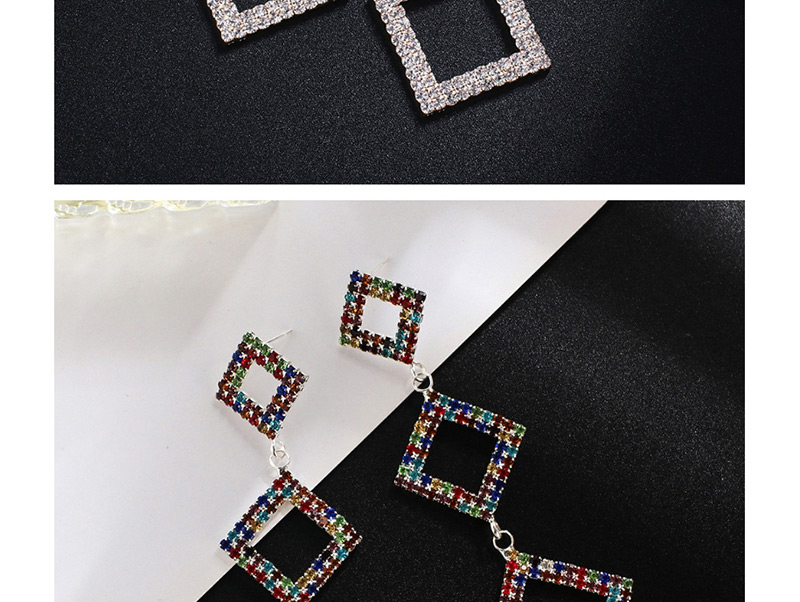 Fashion Silver + White Diamond Diamond Combination Diamond Claw Chain Earrings,Drop Earrings