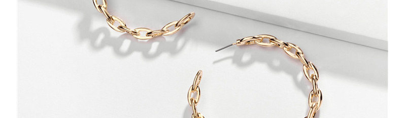 Fashion Gold Alloy Hollow Twist Chain C-shaped Earrings,Hoop Earrings