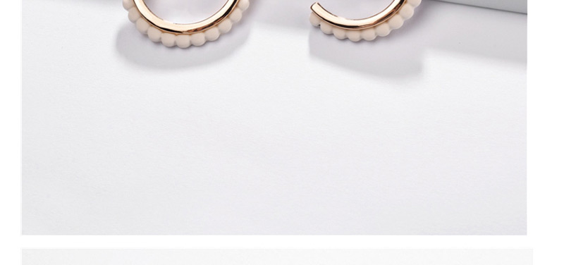 Fashion White Alloy Spray Paint Flower C Geometric Earrings,Hoop Earrings