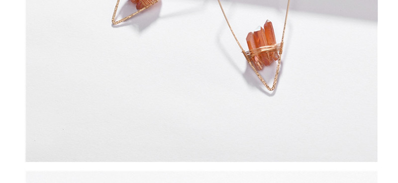 Fashion Yellow Copper Wire Geometric Arrow Natural Crystal Tooth Stone Woven Earrings,Hoop Earrings
