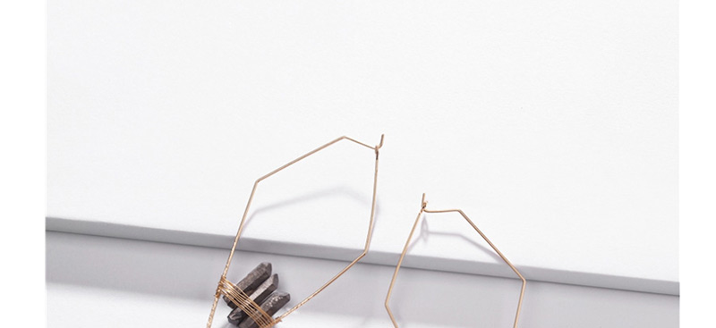 Fashion White Copper Wire Geometric Arrow Natural Crystal Tooth Stone Woven Earrings,Hoop Earrings