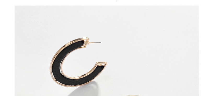 Fashion Yellow Alloy Wrapped Cotton Thread Hollow C-shaped Earrings,Hoop Earrings