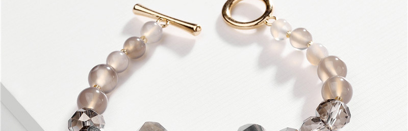 Fashion Gray Natural Cut Stone Beads Open Bracelet,Fashion Bracelets